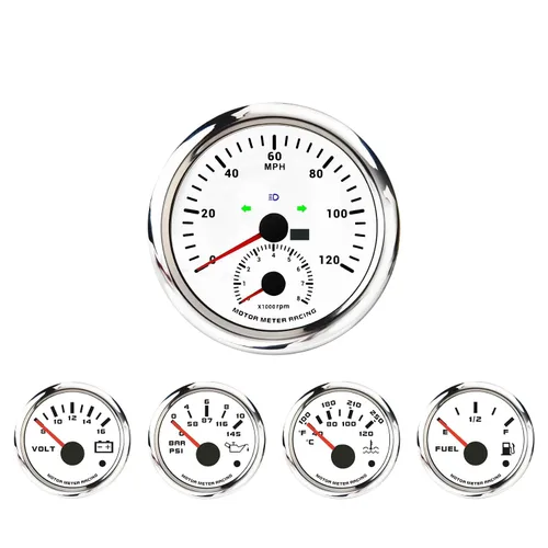 Miniatura 14 de MOTOR METER RACING - Juego clásico de velocímetro (6 piezas) con velocímetro mecánico, odómetro analógico, esfera verde, aguja blanca, iluminación