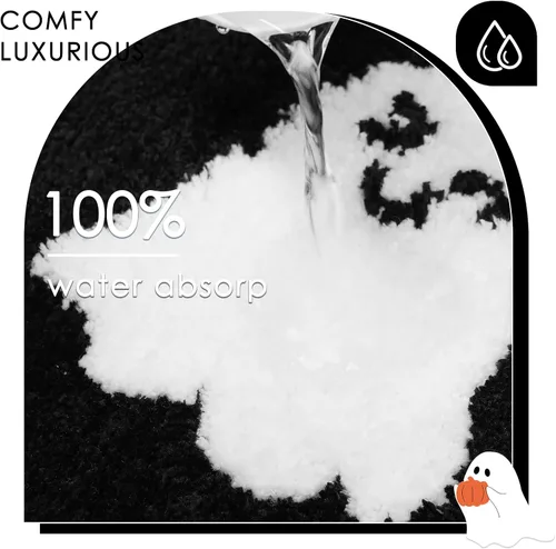 Miniatura 6 de Lindameler Alfombra de baño de Halloween, espeluznante alfombra de baño de fantasma blanco y negro para decoración de baño de Halloween