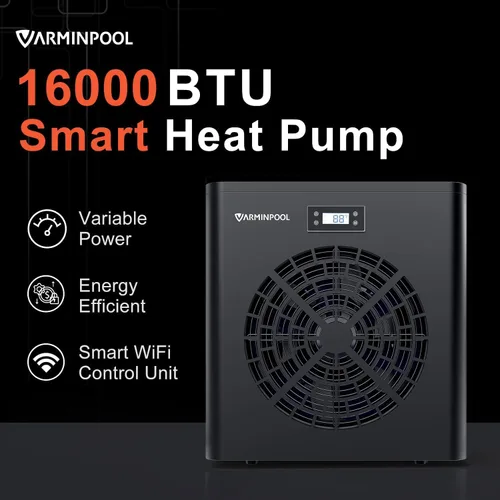 Miniatura 2 de Bomba de calor para piscina sobre el suelo de 16000 BTU, calentador de piscina para 5400 galones, control inteligente WiFi, intercambiador de calor