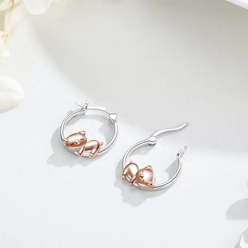 Miniatura 6 de Pendientes de cerdo de plata de ley 925 con diseño de animales, hipoalergénicos, regalos de joyería de cerdo para mujeres y niñas amantes