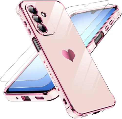 Miniatura 62 de LeYi for Moto G 5G 2025 Case: with Tempered Glass Screen Protector [2 Pcs]+ Full Camera Lens Protection,Love Heart Plating Cute Luxury Soft TPU
