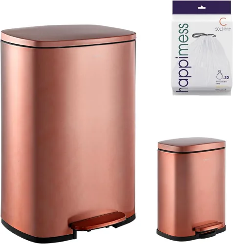 Miniatura 18 de happimess HPM1006C Connor - Bote de basura rectangular con tapa de cierre suave y mini bote de basura gratis, moderno a prueba de huellas dactilares