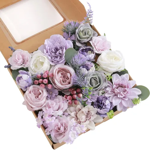Miniatura 9 de Juego de flores artificiales, flores falsas para bricolaje, centros de mesa para bebé, ramo de novia, ramo de boda, arreglos de flores, velas