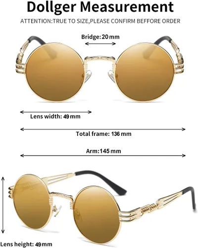 Miniatura 55 de Dollger Gafas de sol redondas Steampunk con marco de metal