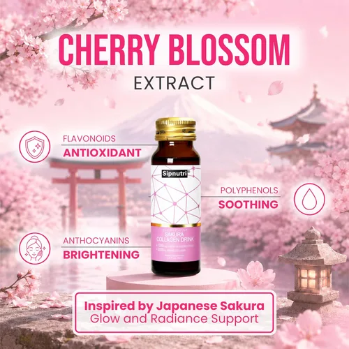 Miniatura 3 de Sakura - Bebida de colágeno – Péptidos marinos hidrolizados con extracto de flor de cerezo y mangostán, hidratación y elasticidad, soporte