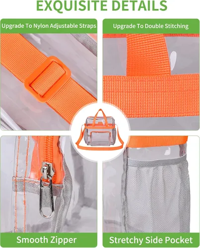Miniatura 9 de MAY TREE Bolsa transparente para eventos en estadios de 12 x 6 x 12 pulgadas, bolsa de almuerzo transparente con correas reforzadas para trabajo