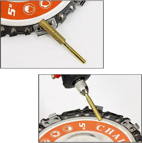 Miniatura 8 de Juego de 18 afiladores de motosierra de diamante chapados en titanio (5/32"-7/32") para sierras de cadena y tallado de madera