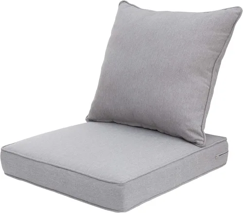 Miniatura 15 de QILLOWAY Juego de cojines de poliéster para sillas de exterior, cojines de exterior para muebles de patio, todo tipo de clima. Gris carbón/negro
