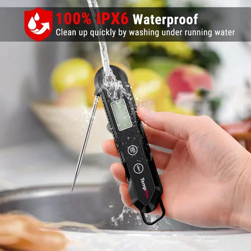 Miniatura 4 de ThermoPro Termómetro digital de lectura instantánea para carne para asar a la parrilla, termómetro impermeable para alimentos de cocina con Negro