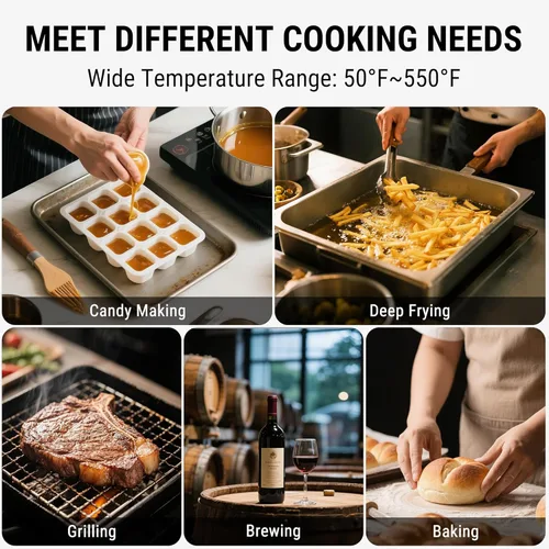 Miniatura 5 de ThermoPro Termómetro para Dulces con Clip para Olla, Sonda Larga de 9 Pulgadas Termómetro de Aceite para Fritura Profunda para Freír y Hacer Dulces