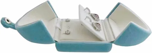 Miniatura 6 de Lujoso estuche de embalaje de joyería de terciopelo aguamarina único para aretes, estuche colgante de grado premium, diseño especial doble función