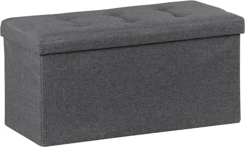 Miniatura 9 de ZenStyle Banco otomano de almacenamiento de 43 pulgadas, reposapiés plegable con asiento acolchado, baúl de almacenamiento largo para zapatos
