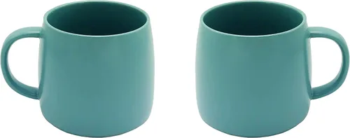 Miniatura 8 de PACEKONER Paquete de 2 tazas de cerámica, tazas de porcelana con asa, tazas de cerámica lisas para café, té, leche, cacao (verde)