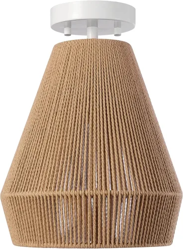 Globe Electric 65894 Lámpara de techo empotrada de 1 luz, blanco mate, pantalla de cordel