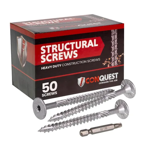 Miniatura 16 de Conquest Tornillos estructurales para madera, 0.275 x 14 pulgadas, certificados ICC, tornillos de cabeza plana autorroscantes T30 Star Drive