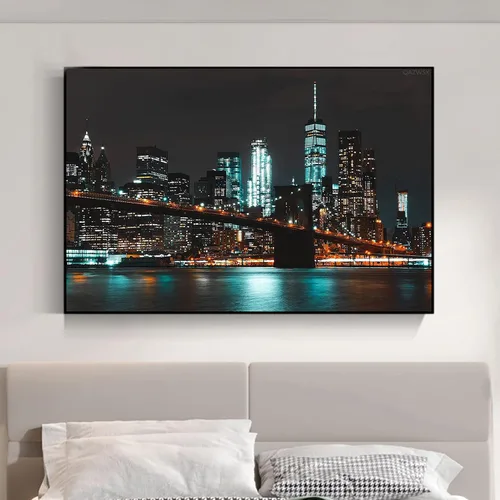 Miniatura 2 de QAZWSX Pintura de diamante 5D con taladro completo, kit de paisaje de la ciudad de Nueva York para adultos, pintura por números, arte de gemas
