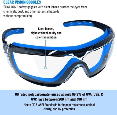 Miniatura 4 de Paquete de 6 lentes de seguridad para hombres y mujeres, lentes transparentes, certificación ANSI Z87.1 y CE, ajustables, resistentes a
