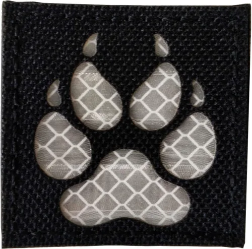 K9 Footprint - Parche reflectante infrarrojo infrarrojo, parche táctico militar para patas de perro con respaldo de gancho, 2 x 2 pulgadas (negro y