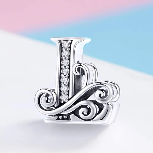 Miniatura 4 de BISAER Dijes de plata de ley 925 con inicial de letra A-Z para pulseras, cuentas del alfabeto, regalos de joyería, Plata esterlina Diamante