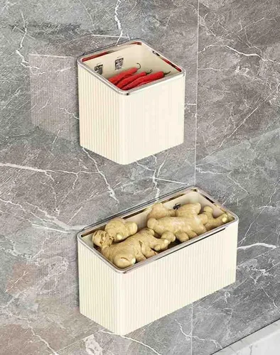 Miniatura 5 de Estantes flotantes, organizador de almacenamiento de plástico adhesivo montado en la pared, sin perforaciones, contenedores de almacenamiento