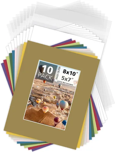 Miniatura 33 de Mat Board Center, paquete de 25 alfombrillas fotográficas de 8 x 10 pulgadas + respaldo + bolsa, kit de exhibición de tablero precortado para fotos