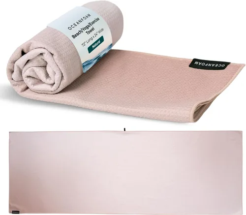 Miniatura 13 de Oceanfoam Toalla de playa ligera, absorbente, de secado rápido, resistente a la arena, antideslizante, ideal para entrenamientos, yoga, pilates