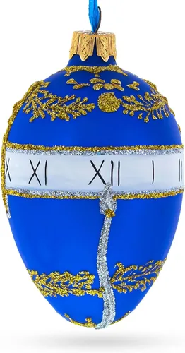 Miniatura 3 de 1895 Reloj de serpiente azul adorno de cristal de huevo real 4 pulgadas