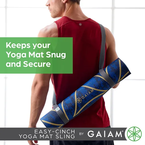 Miniatura 4 de Gaiam Easy-Cinch para colchoneta de yoga - Correa resistente para transportar la colchoneta de yoga con anillos en D de metal para un ajuste seguro