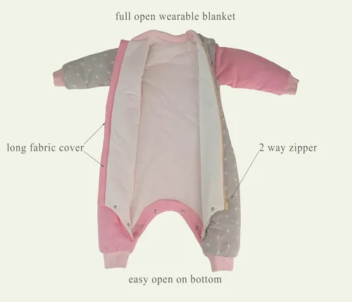 Miniatura 6 de Saco de dormir para niños pequeños con pies Tog 2.5 Saco de dormir para bebé con pierna manta móvil de manga larga para caminar, Rosa