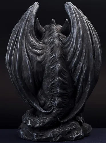 Miniatura 6 de JORAE Estatua de gárgola con alas para interior y exterior, decoración del hogar, escultura de guardián sentado, figuras de Halloween, 9 pulgadas