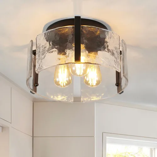 Miniatura 12 de Lámpara de techo negra de montaje empotrado, lámpara de entrada moderna de 3 luces, montaje de techo, accesorios de iluminación de cocina, lámparas