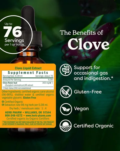Miniatura 2 de Herb Pharm Extracto líquido de clavo orgánico certificado - 1 onza
