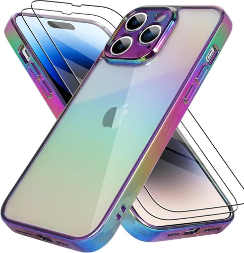 Miniatura 45 de Bonoma Funda magnética para iPhone 13 【Soporte para Magsafe】Protector de cámara de lujo de cristal fluorescente iridiscente con láser brillante + 2