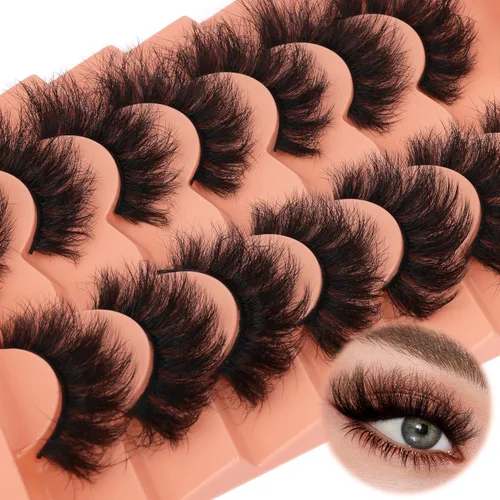 Miniatura 9 de TOOCHUNAG - Pestañas postizas esponjosas 8D de 20mm, pelo de visón sintético, pestañas naturales, gruesas, con volumen, ojo de gato, paquete de 7