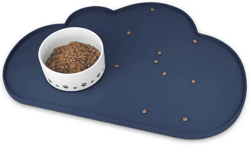Miniatura 14 de Ptlom - Alfombrilla de silicona para alimentación de mascotas para perros y gatos, alfombrilla para comedero con bordes altos, antideslizante, Beige