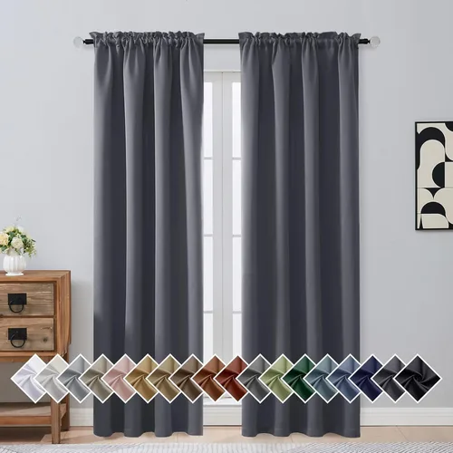 Miniatura 234 de OVZME Cortinas opacas turquesa para tratamiento de ventanas pequeñas, cortinas cortas con bloqueo de luz para ventana de cocina sobre el fregadero