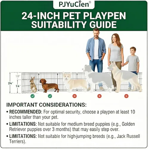 Miniatura 6 de PJYuCien Corralito octogonal para perros con cubierta superior y almohadilla inferior, bolígrafo de ejercicio plegable de metal, 8 paneles de 24