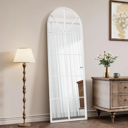 Miniatura 22 de OGCAU Espejo de suelo de longitud completa, 56 x 20 pulgadas, espejo de cuerpo completo con parte superior arqueada, para colgar o inclinarse