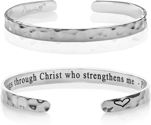 Miniatura 73 de Carviell Pulseras grabadas para mujer, inspiradoras, amistad, amor, mamá, hija, hermana, cristiana, graduación, conmemoración y regalos de boda, más