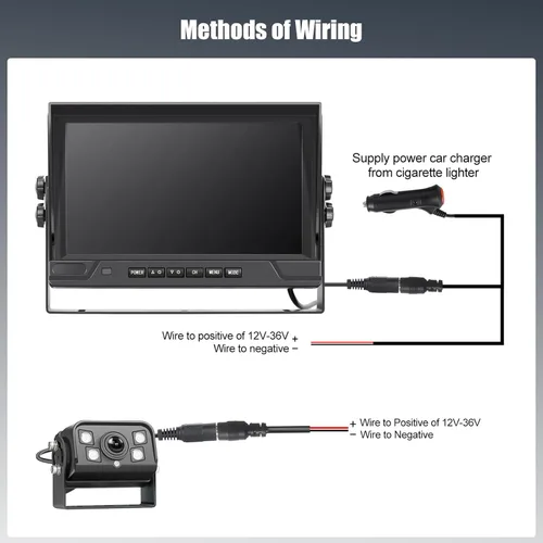 Miniatura 8 de Sistema de cámara inalámbrica de respaldo con monitor de 9 pulgadas con grabación en bucle, 12-24 V para camión, remolque, RV, cámara de marcha