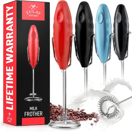 Miniatura 42 de Varita de espumador de leche mini y potente – Potente espumador de café de mano, mezclador de bebidas operado con batería – Tamaño de bolsillo Azul