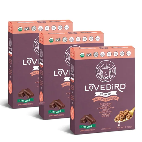 Miniatura 14 de Lovebird Variedad de cereales sin gluten, paquete de 3 cereales orgánicos sin cereales, sin lácteos, sin azúcar, sin refinado, bocadillos saludables