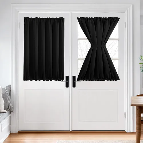 Miniatura 139 de Cortina térmica para puerta con bolsillo para barra, opacas, tratamiento de ventanas con ojales y ojales Deconovo 1 panel