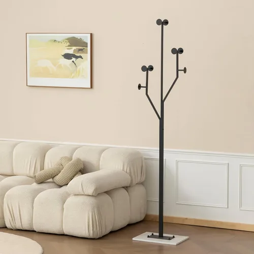 Miniatura 7 de JIAYUEJU Perchero de Pie Resistente de Metal en Forma de Árbol Independiente con Base de Mármol Sólida, Perchero de Esquina para Dormitorio, Negro