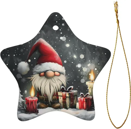 Adornos colgantes de cerámica para árbol de Navidad, decoración colgante en forma de estrella para suministros de fiesta en interiores y exteriores,