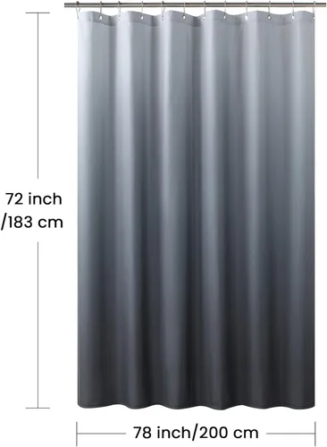 Miniatura 115 de Cortinas de Ducha Negras, Cortinas de Ducha de Poliéster Impermeable con Rayas Horizontales Degradadas en Blanco y Negro Modernas para Baño, 72x72