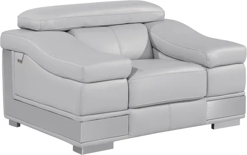 Miniatura 13 de BlackJack Furniture Salerno - Sofá moderno y contemporáneo de cuero italiano de grano superior, color gris rinoceronte