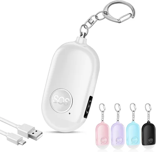 Miniatura 20 de Hion Alarma de seguridad personal para mujeres, recargable de 130 dB, llavero de alarma de autodefensa con linterna LED, seguridad sonora segura