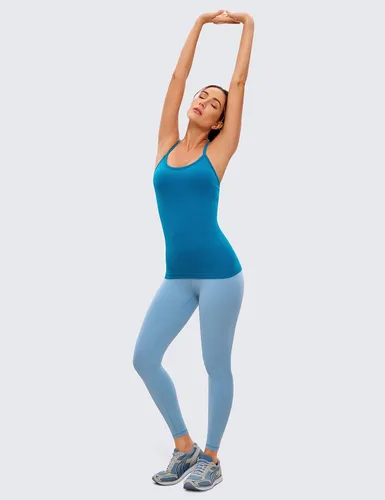 Miniatura 3 de CRZ YOGA - Camisetas deportivas para mujer, sin mangas, sin costuras, con espalda cruzada y brasier incorporado, camiseta para entrenamiento
