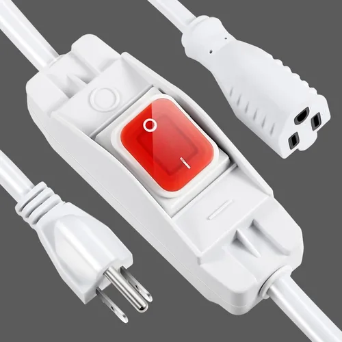 Miniatura 10 de Cable de Extensión para Exteriores con Interruptor de Encendido/Apagado Impermeable, Cable de Extensión de 3 Clavijas con Interruptor de Cable